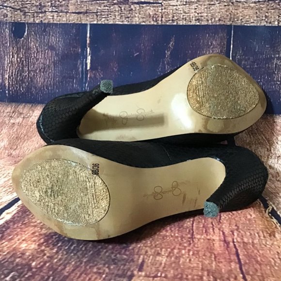 Jessica Simpson Sz 6B Nelson Black Snakeskin Pumps - Picture 4 of 13